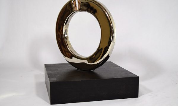 Tim Glover, "Split Ring" (Polished), 2016, steel, nickel plate, 11” x 11” x 2”, Collection of Katy Haute